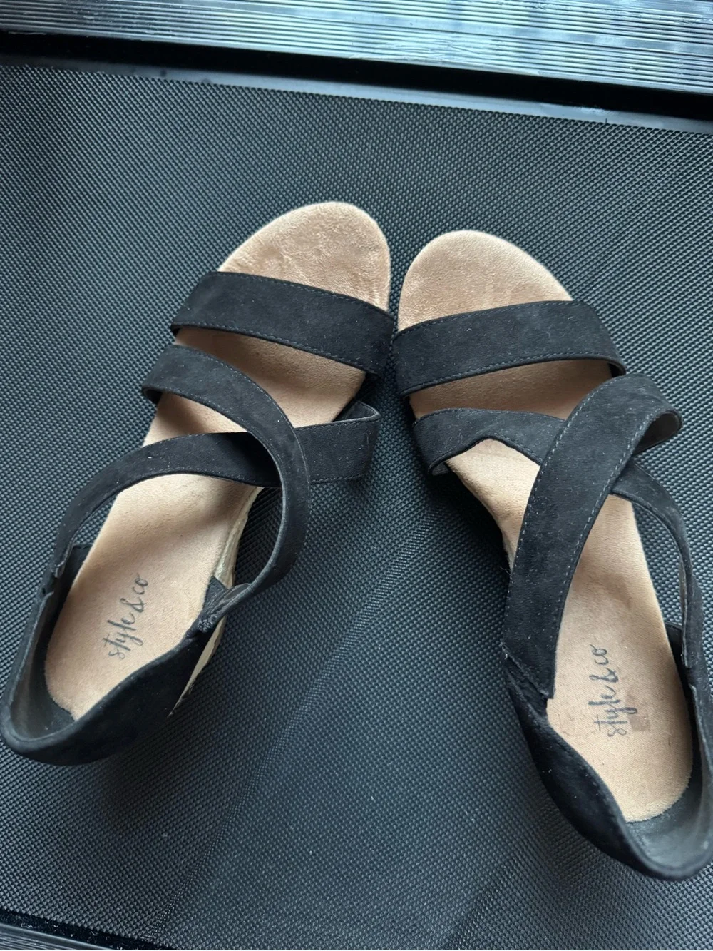 Style & Co. Black Crisscross Espadrille Wedge Sandals